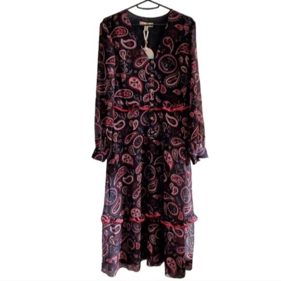 Ted Baker London Colour By Number Limeri V-neck Printed Maxi Dress Size 6 - Picture 4 of 11